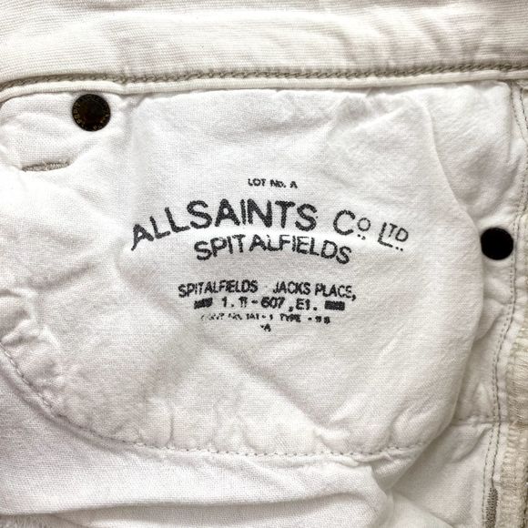 All Saints Spitalfields Paants Sz 28 White Skinny Stretch Jeans Anckle Zip Women - Picture 9 of 14